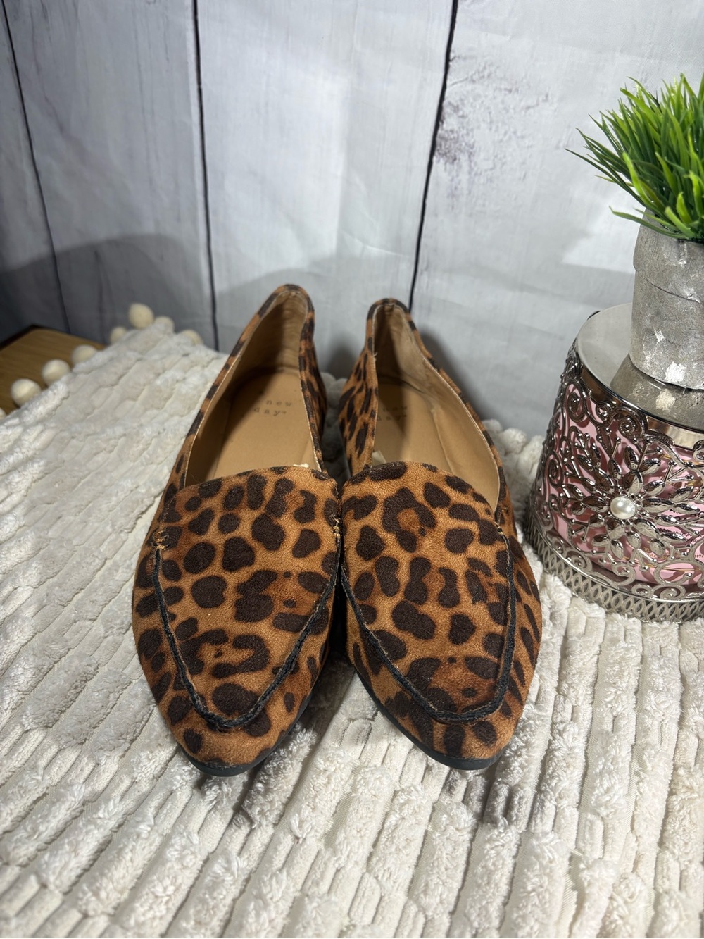 A New Day Leopard Print Pointed Loafers - Brown/Black